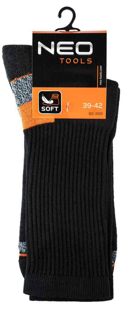 NEO TOOLS Munkavédelmi zokni, hosszú, 70% pamut, 30% polyester, megerősített sarok, lélegző, 39–42 82-350