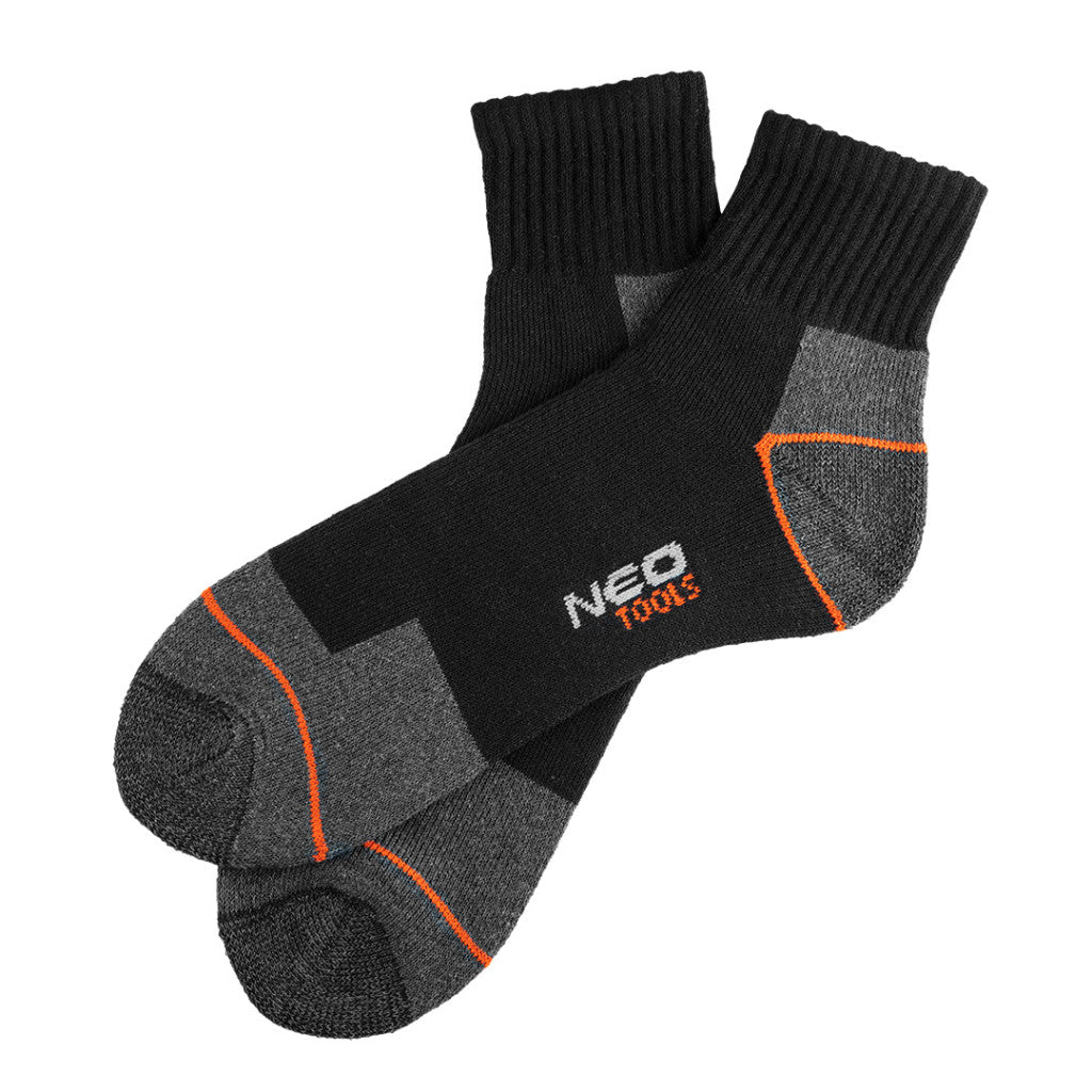 NEO TOOLS Munkavédelmi zokni, rövid, 70% pamut, 30% polyester, megerősített sarok, lélegző, 43–46 82-356