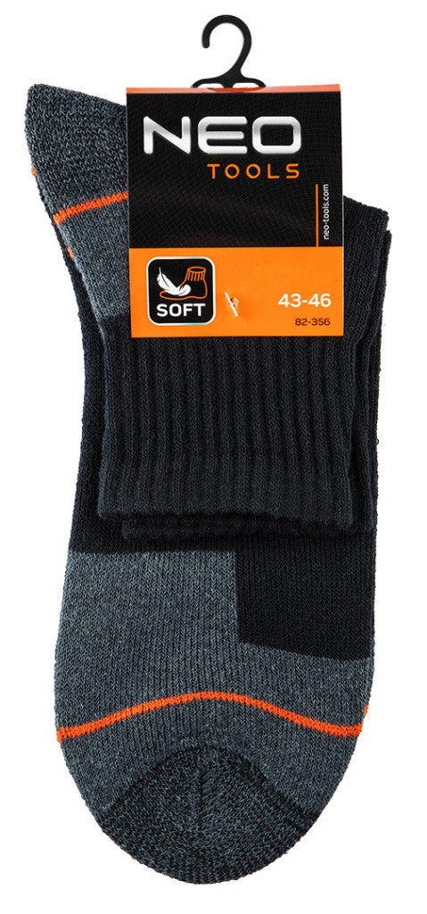 NEO TOOLS Munkavédelmi zokni, rövid, 70% pamut, 30% polyester, megerősített sarok, lélegző, 43–46 82-356
