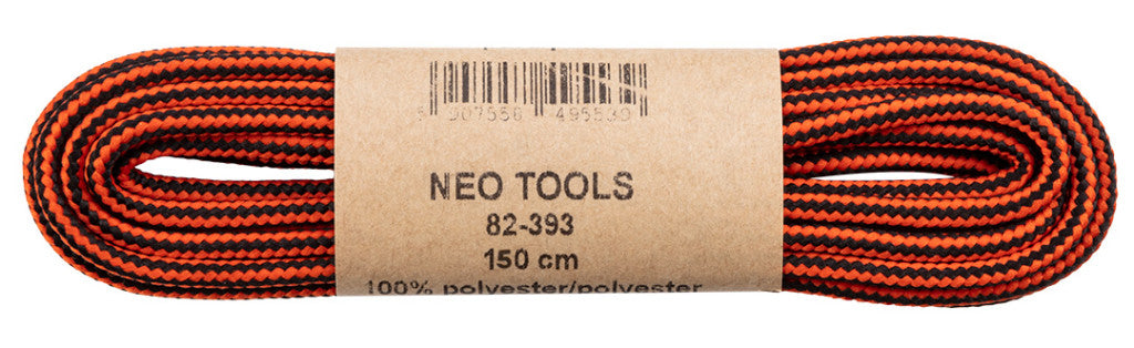 NEO TOOLS Cipőfűző 150cm, narancs/fekete, Rendelési egység: 10db 82-393
