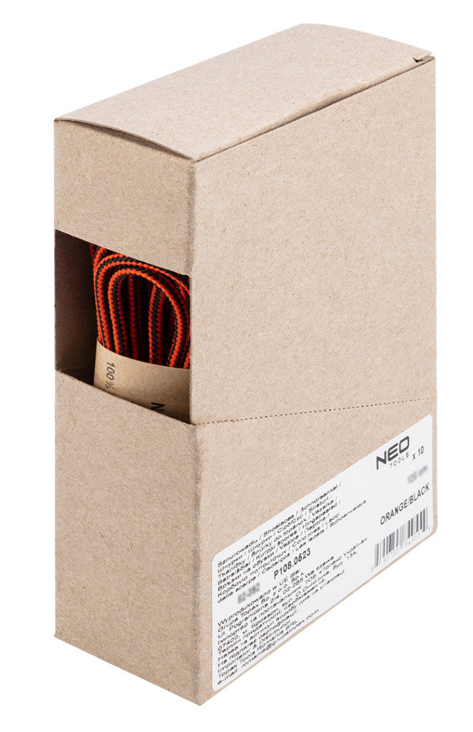 NEO TOOLS Cipőfűző 150cm, narancs/fekete, Rendelési egység: 10db 82-393