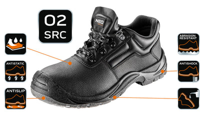 NEO TOOLS Munkavédelmi cipő O2 SRC, bőr, 39, CE 82-760-39