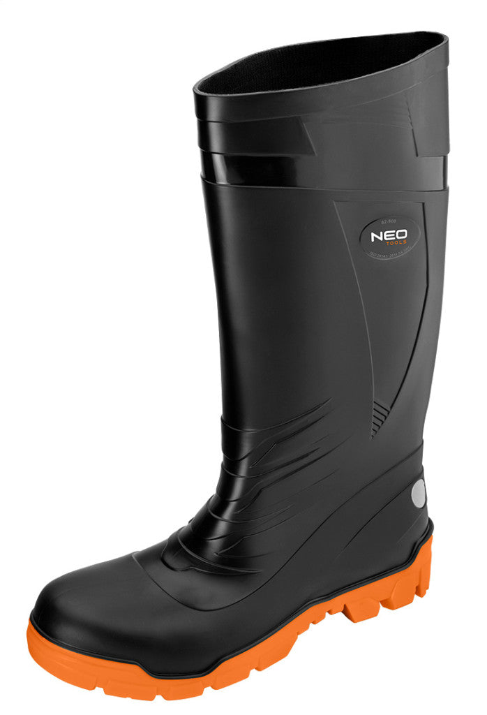 NEO TOOLS Munkavédelmi gumicsizma, PRO S4 SRC, vegyszerálló csúszásmentes talp, kompozit sarok és lábfejvédelem, 40 82-900-40