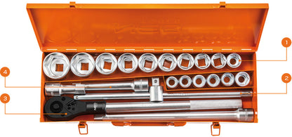 NEO TOOLS Dugókulcskészlet 3/4", 21db  25 év garanciával 08-061