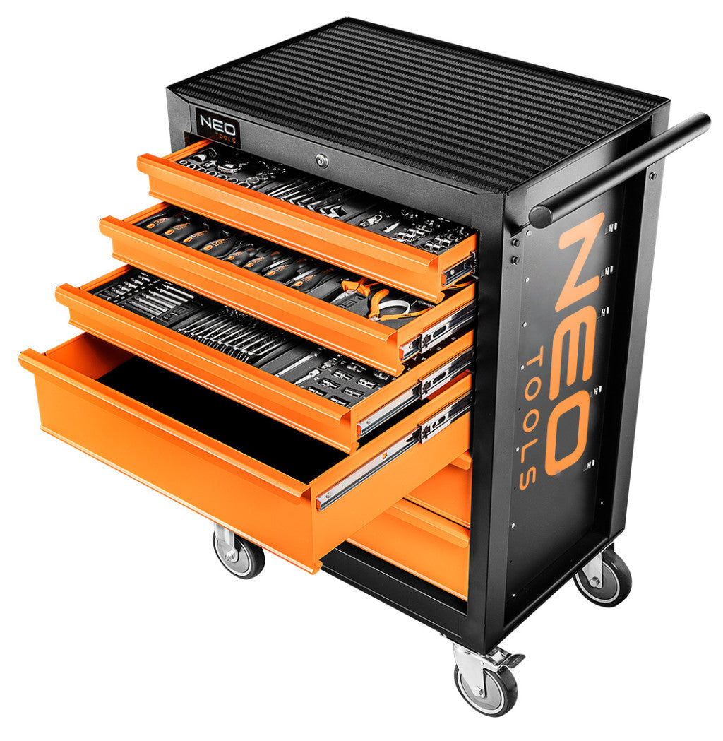 NEO TOOLS Műhelykocsi, 6 fiókos, 149db szerszámmal, 680x460x1030mm, szerszámkocsi 25 év garanciával 84-221-9