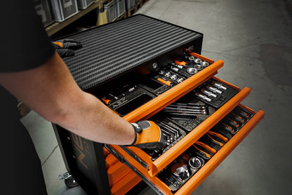 NEO TOOLS Műhelykocsi, 7 fiókos, 129db szerszámmal, 680x460x1030mm, szerszámkocsi 25 év garanciával 84-222-9