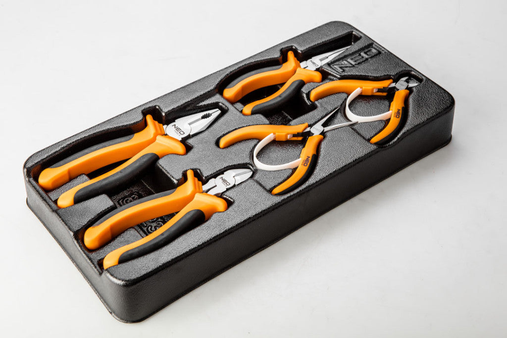 NEO TOOLS Fogókészlet, 5db, műhelykocsitálcával 25 év garanciával 84-230