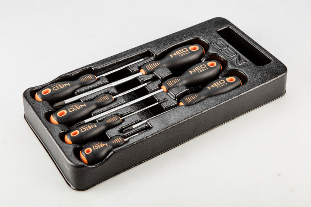 NEO TOOLS Csavarhúzó készlet, PH, 7db, műhelykocsitálcával 25 év garanciával 84-232