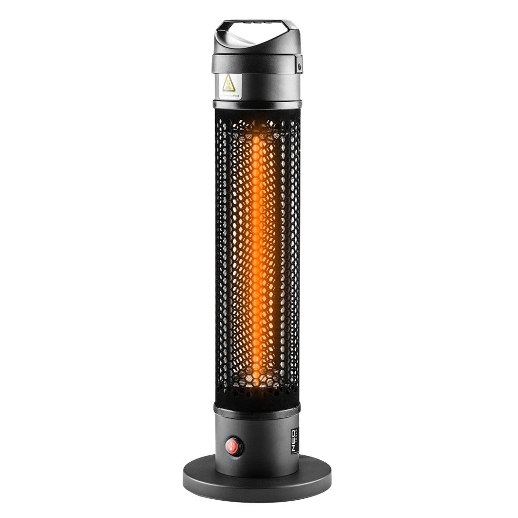 NEO TOOLS Halogén, infravörös álló hősugárzó 1000W, IP44, kül és beltéri, borulásvédelem, fogantyú, 3m2-ig 2 év garanciával 90-035