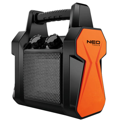 NEO TOOLS Ipari PTC Elektromos Kerámia Hősugárzó 2 kw, termosztát, levehető fogantyú, borulásvédelem, 139 m3/h 2 év garanciával 90-060