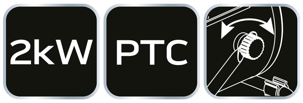 NEO TOOLS Ipari PTC Elektromos Kerámia Hősugárzó 2 kw, Két fokozat, állítható szög, levehető fogantyú, 197 m3/h 2 év garanciával 90-062