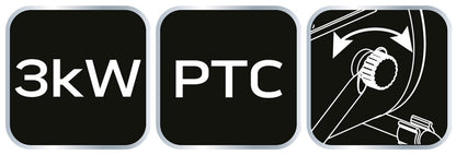 NEO TOOLS Ipari PTC Elektromos Kerámia Hősugárzó 3 kw, Két fokozat, állítható szög, levehető fogantyú, 280 m3/h 2 év garanciával 90-063