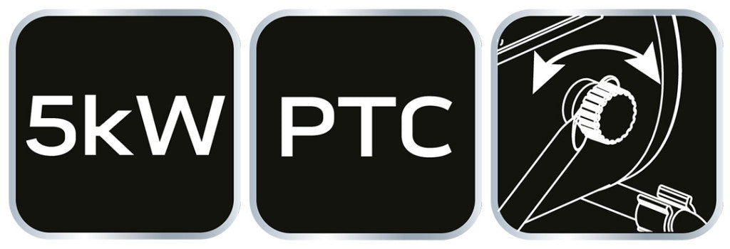 NEO TOOLS Ipari PTC Elektromos Kerámia Hősugárzó 5 kw, Két fokozat, állítható szög, levehető fogantyú, 588 m3/h 2 év garanciával 90-064