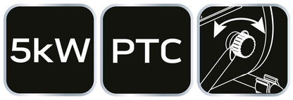 NEO TOOLS Ipari PTC Elektromos Kerámia Hősugárzó 5 kw, Két fokozat, állítható szög, levehető fogantyú, 588 m3/h 2 év garanciával 90-064