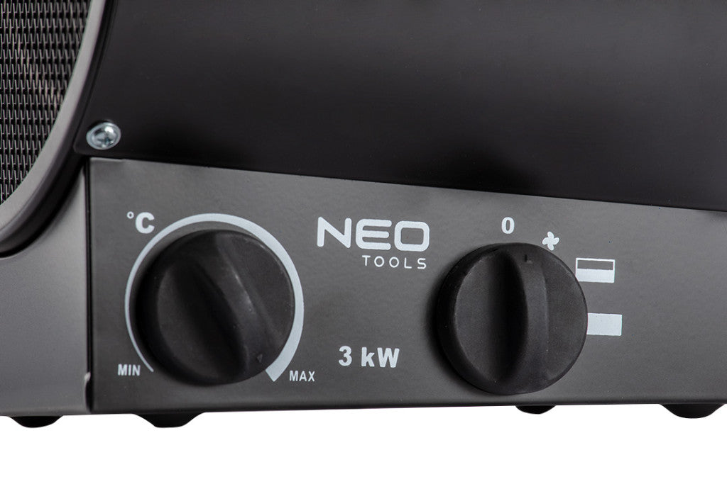 NEO TOOLS Ipari Elektormos hősugárzó termosztáttal 3kW, ipari, szabadonálló, 291 m3/h 2 év garanciával 90-066