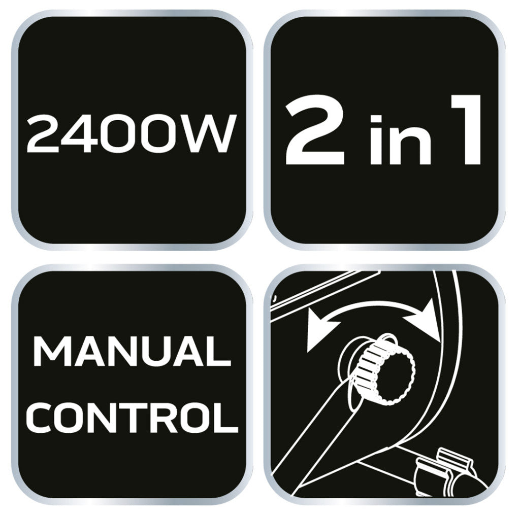 NEO TOOLS Elektromos hősugárzó ventiátorral, 2az1-ben, 2,4kW, manuális, termosztát, 460 m3/h 2 év garanciával 90-070