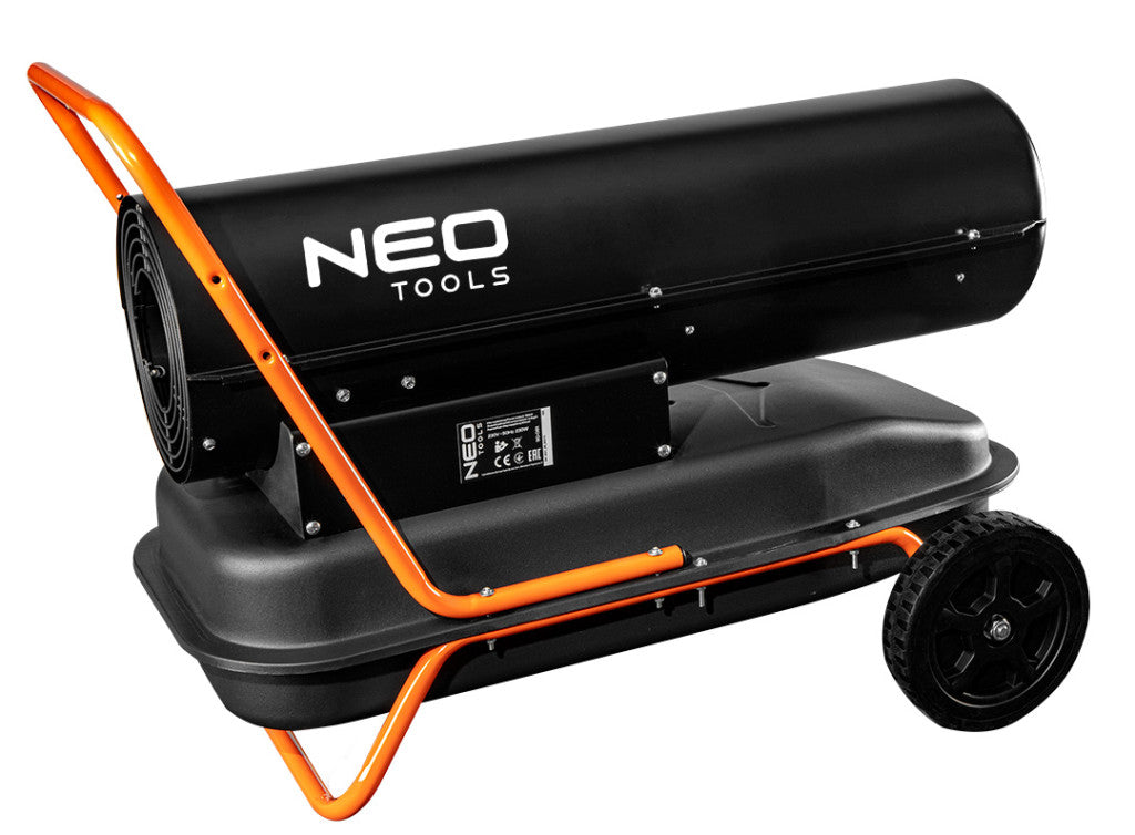 NEO TOOLS Gázolajos hőlégbefúvó, 30kW, 34l, fogyasztás: 2.8l / h, teljesítmény: 750 m3 / h, kerekekkel 2 év garanciával 90-081