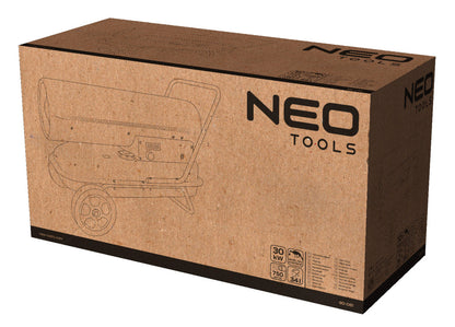 NEO TOOLS Gázolajos hőlégbefúvó, 30kW, 34l, fogyasztás: 2.8l / h, teljesítmény: 750 m3 / h, kerekekkel 2 év garanciával 90-081