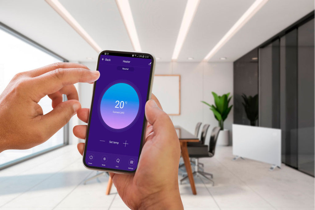 NEO TOOLS Elektromos fűtőpanel 1000W, IP24, WIFI, TUYA app, érintő panel, távirányító, 24 óra programozhatóság 2 év garanciával 90-093