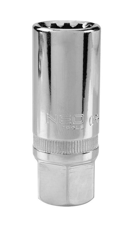 NEO TOOLS Gyújtógyertyakulcs 1/2"16mm, Mágneses, Spline 25 év garanciával 08-090