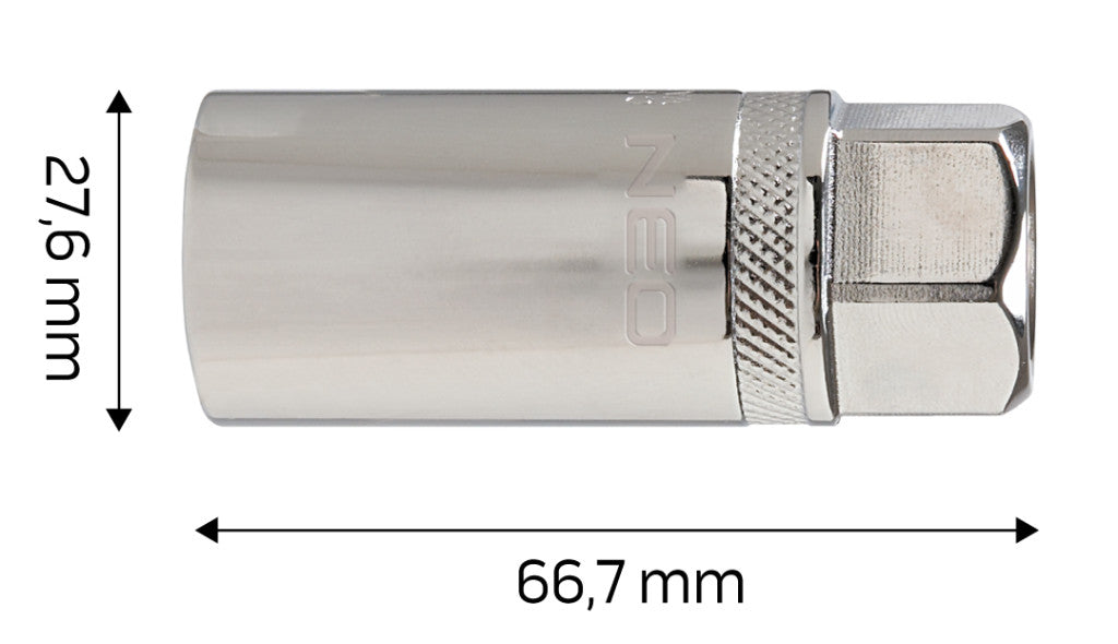 NEO TOOLS Gyújtógyertyakulcs 1/2"21mm, Mágneses, Spline 25 év garanciával 08-091