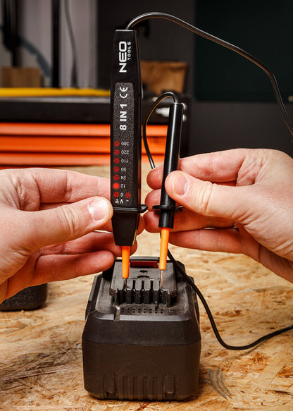 NEO TOOLS Feszültségvizsgáló, fázisceruza, 8az1ben,  AC/DC 6-380V 94-006