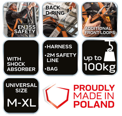 NEO TOOLS Munkavédelmi testhevederzet lengéscsillapítóval 97-101