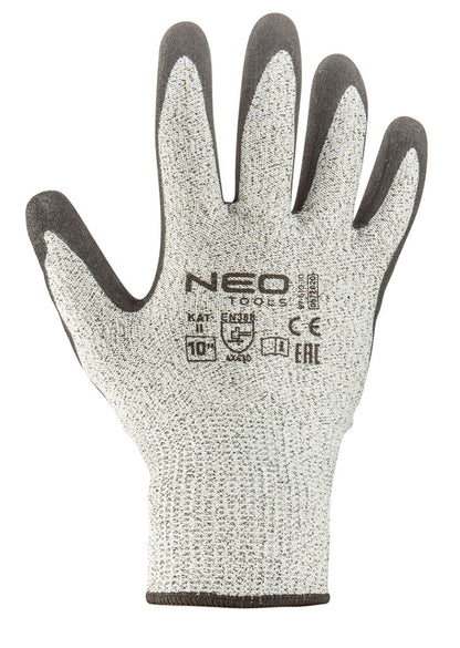 NEO TOOLS Munkakesztyű, vágásbiztos kesztyű, nitril bevonattal, 4X43D, 8" 97-610-8