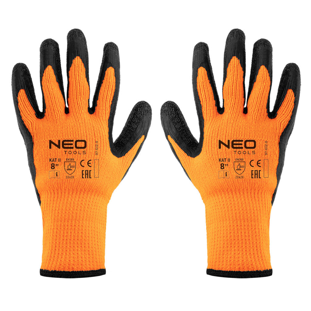 NEO TOOLS Munkakesztyű, hőszigetelt, latex bevonatú poliészter, 2242X, 8" 97-612-8