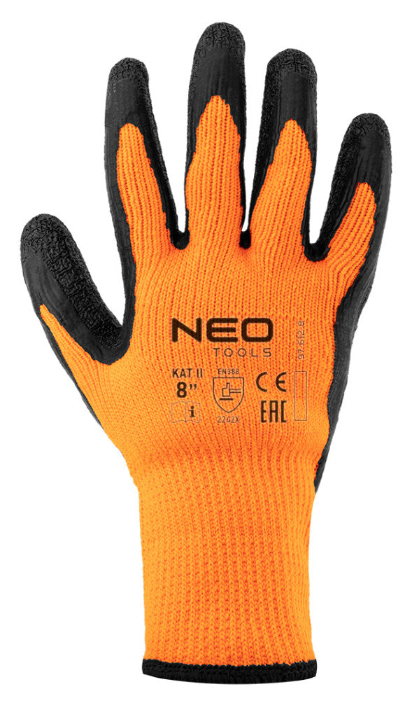 NEO TOOLS Munkakesztyű, hőszigetelt, latex bevonatú poliészter, 2242X, 8" 97-612-8