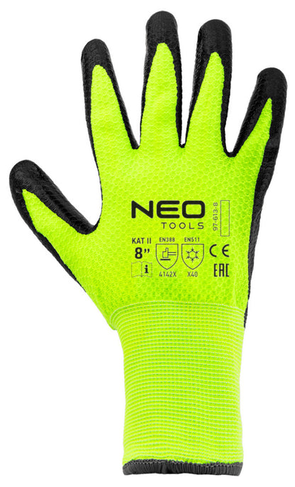 NEO TOOLS Munkakesztyű, hőszigetelt, latex bevonatú akril anyag, 4142X, 8" 97-613-8