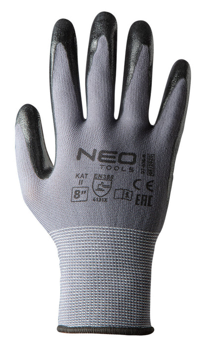 NEO TOOLS Munkakesztyű, nitril bevonatú nylon, 4131X, 8" 97-616-8