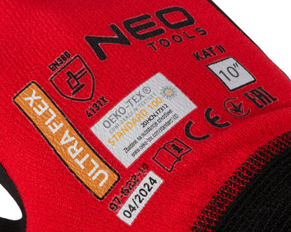 NEO TOOLS Munkakesztyű, Ultraflex, nylon-spandex, polimetilnitril (hab) bevonattal, 4131X, 10 97-622-10