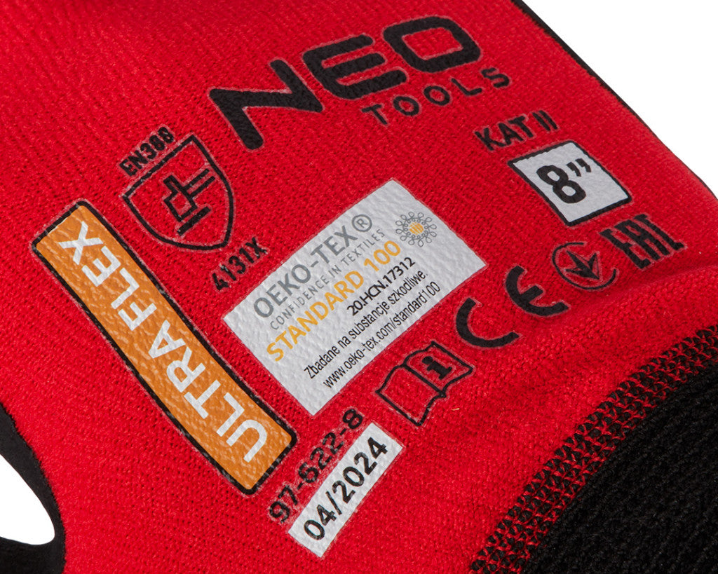 NEO TOOLS Munkakesztyű, Ultraflex, nylon-spandex, polimetilnitril (hab) bevonattal, 4131X, 8 97-622-8