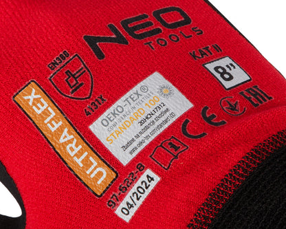 NEO TOOLS Munkakesztyű, Ultraflex, nylon-spandex, polimetilnitril (hab) bevonattal, 4131X, 8 97-622-8