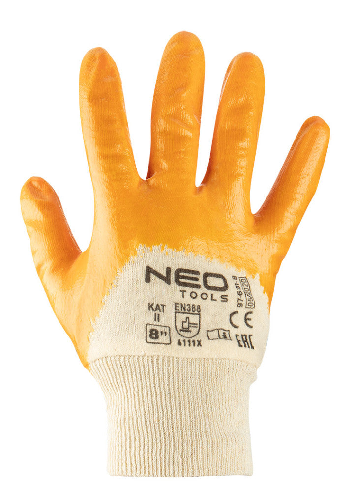 NEO TOOLS Munkakesztyű, nitril bevonatú poliészter, 4111X, 8" 97-631-8