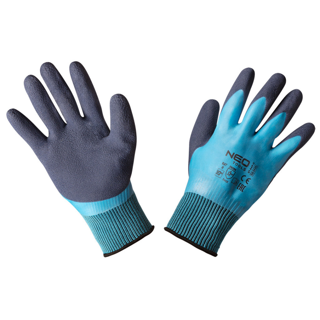 NEO TOOLS Munkakesztyű, latexbevonatú poliészter(2 rétegű), 3141X, 10" 97-643-10