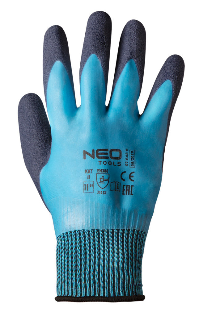 NEO TOOLS Munkakesztyű, latex bevonatú poliészter (2 rétegű), 3141X, 11" 97-643-11