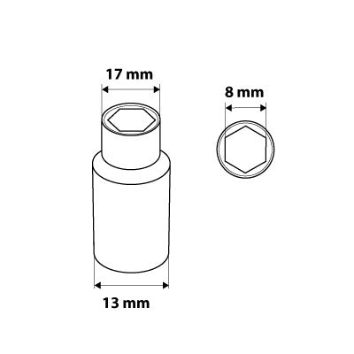 NEO TOOLS Dugókulcs 8mm, 3/8", hosszú hatlapú 25 év garanciával 08-184