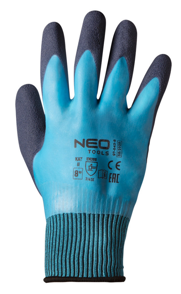 NEO TOOLS Munkakesztyű, latexbevonatú poliészter(2 rétegű), 3141X, 9" 97-643-9