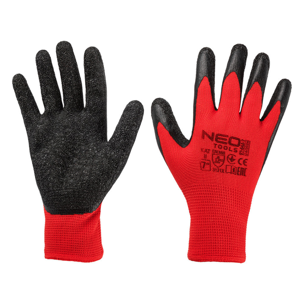 NEO TOOLS Munkakesztyű, latexbevonatú poliészter, 3121X, 7, Rendelési egység: 12db 97-645-7
