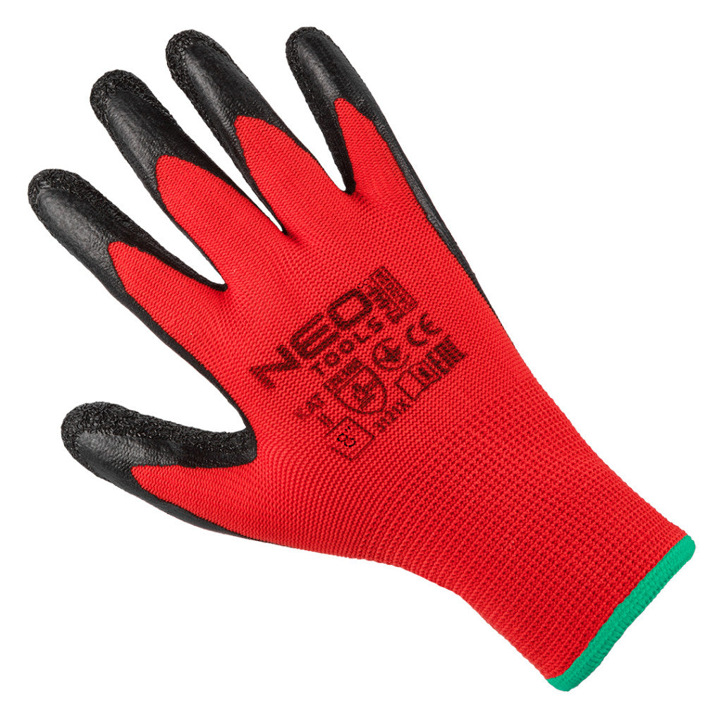 NEO TOOLS Munkakesztyű, latexbevonatú poliészter, 3121X, 8, Rendelési egység: 12db 97-645-8