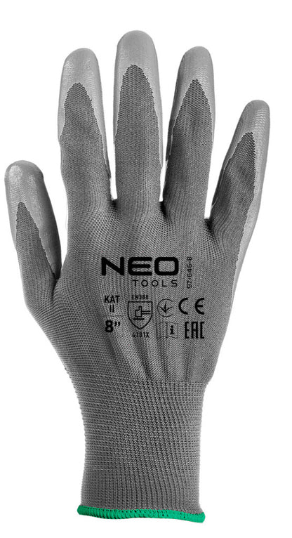 NEO TOOLS Munkakesztyű, poliuretán bevonatú poliészter, 4131X, 8, Rendelési egység: 12db 97-646-8