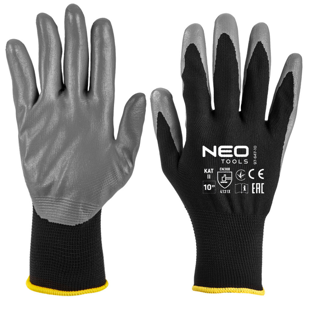 NEO TOOLS Munkakesztyű, nitril bevonatú poliészter, 4131X, 10, Rendelési egység: 12db 97-647-10