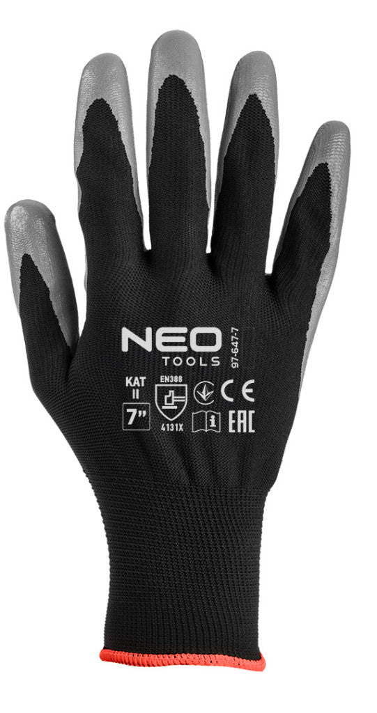 NEO TOOLS Munkakesztyű, nitril bevonatú poliészter, 4131X, 7, Rendelési egység: 12db 97-647-7
