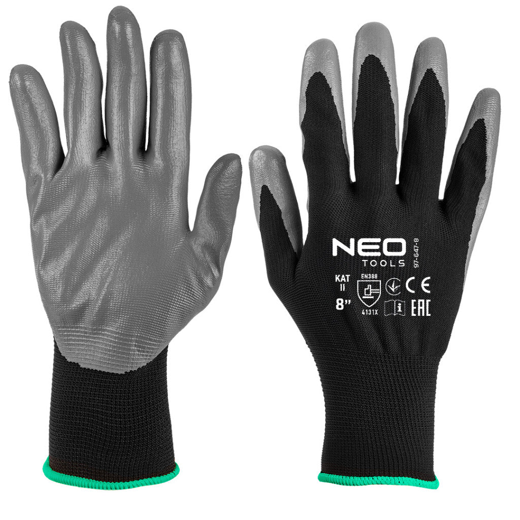 NEO TOOLS Munkakesztyű, nitril bevonatú poliészter, 4131X, 8, Rendelési egység: 12db 97-647-8