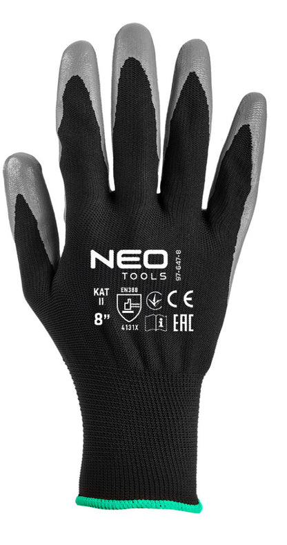 NEO TOOLS Munkakesztyű, nitril bevonatú poliészter, 4131X, 8, Rendelési egység: 12db 97-647-8