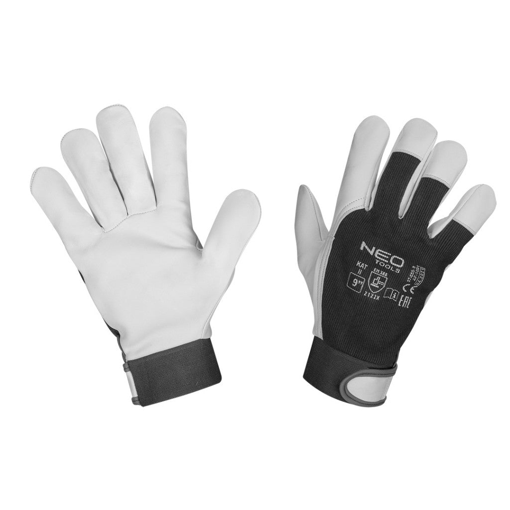 NEO TOOLS Munkakesztyű, 2122X, kecske bőr, tépőzáras 9", CE 97-655-9