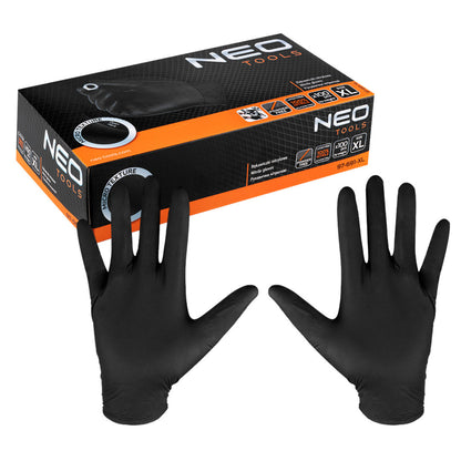 NEO TOOLS Munkakesztyű, perforált nitril, fekete, 100db, XL 97-691-XL