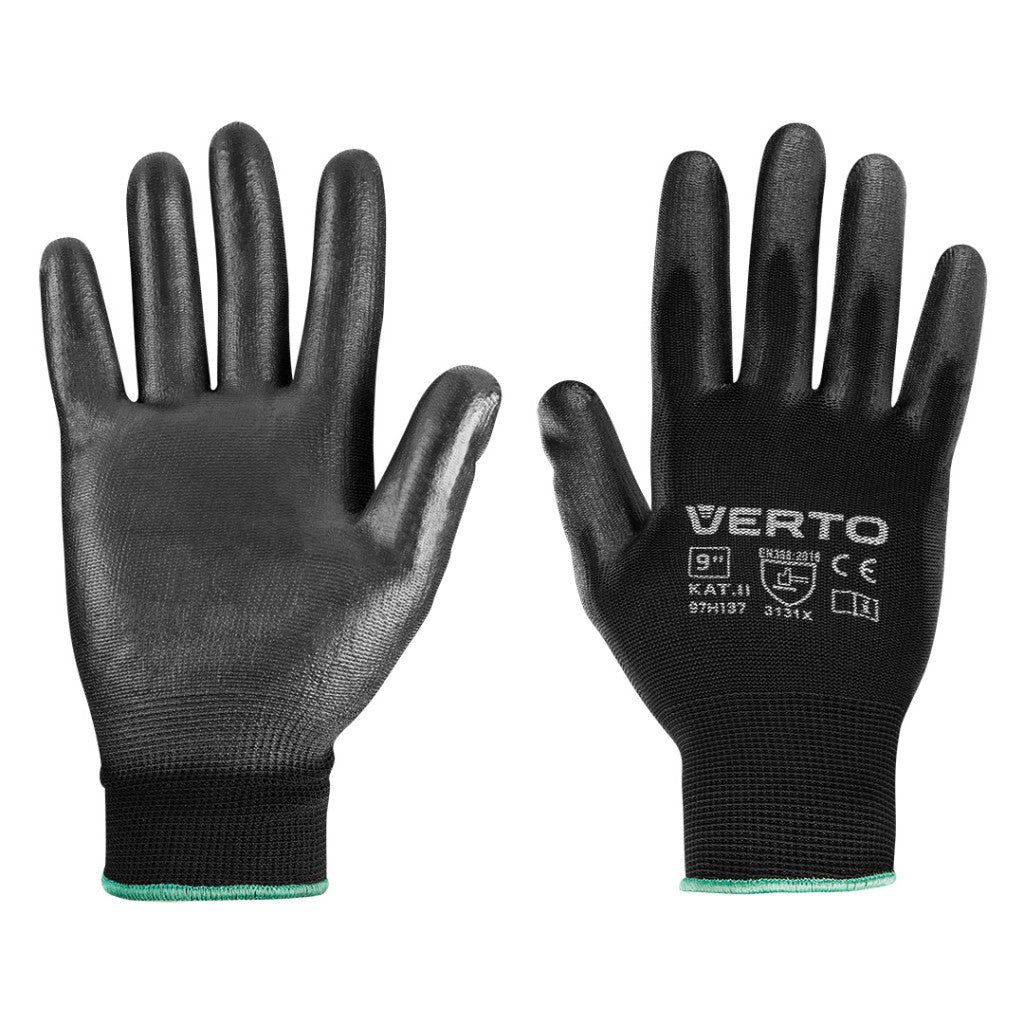 VERTO Munkakesztyű, kertész kesztyű, PU bevonat, 3131X, 9", légáteresztő felsőrész 97H137